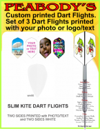 Custom Designed SLIM KITE Dart Flights, 1 set of 3 flights printed on 2 sides, Personalized Dart Flights, Logo Dart Flights, Photo Dart Flights, Dart Flights