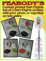 Custom Designed PEAR Dart Flights , 1 set of 3 flights, Personalized Dart Flights, Logo Dart Flights, Photo Dart Flights, Dart Flights