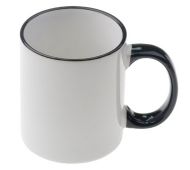 11 oz. Personalized White Photo Coffee Mug with Black Handle and rim